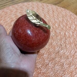 RED MARBLE APPLE WITH GOLD LEAF